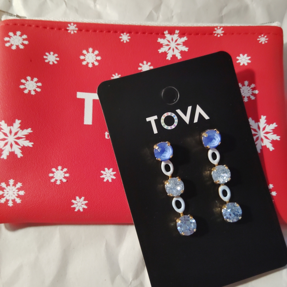 TOVA Blue and White Earrings